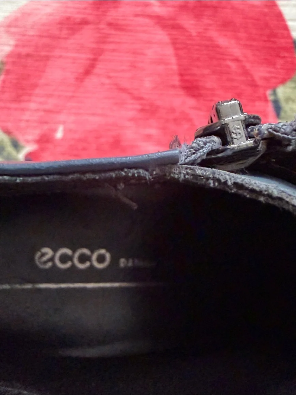 Ecco Navy Blue Pointed Leather Ankle Booties with Side Zipper